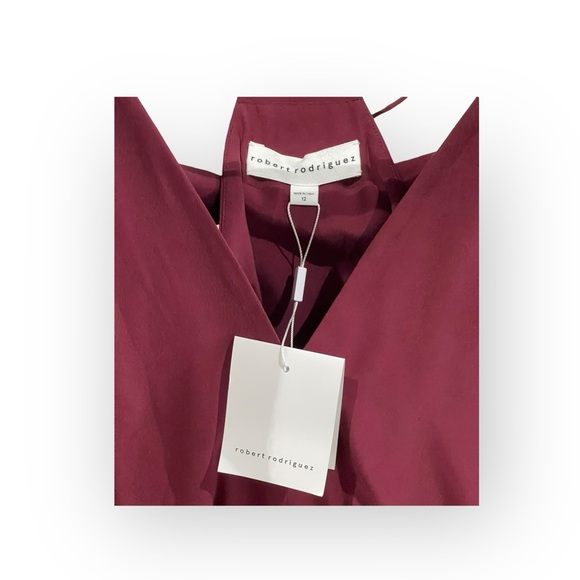 new Robert Rodriguez ✦ Chic Draped Overlay Strappy Silk Cami Top ✦ Wine 12 L XL - Picture 7 of 17
